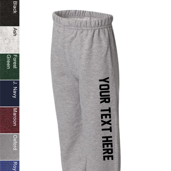 Custom Made Jerzees - NuBlend Youth Sweatpants - 973BR Vinyl or Glitter Print Customized Available