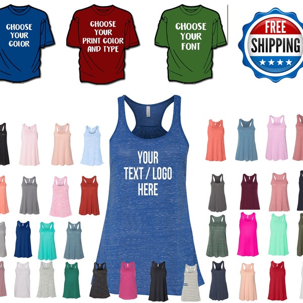 BELLA + CANVAS  Women's Flowy Racerback Tank - 8800 Custom Tank Top Tanktops Great for Bridal Party Bachelorette Party Personalized Tank