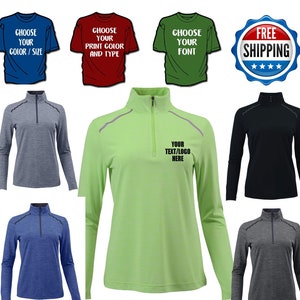 Custom Paragon Women&#39;s Aspen Performance Quarter-Zip Pullover 161 All Sizes and Colors Vinyl , Glitter Print Customized Paragon QuarterZip