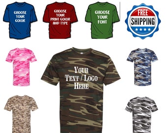 Code Five Adult or Youth Camo Tee 3907 All sizes up to 4XL Customized Custom Camouflage Tshirt with Personalized Text or Logo