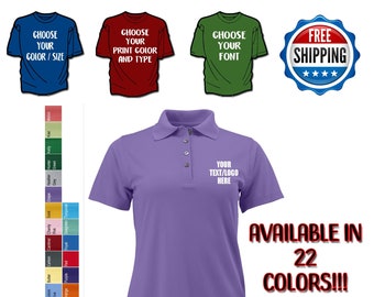 Custom Paragon - Women's Saratoga Performance Mini Mesh Polo 104 All Sizes Vinyl , Glitter Print Customized Paragon Ladies Polo Company Logo