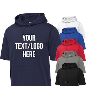 Custom Sport-Tek Fleece Short Sleeve Hoodie Solid or Glitter Print