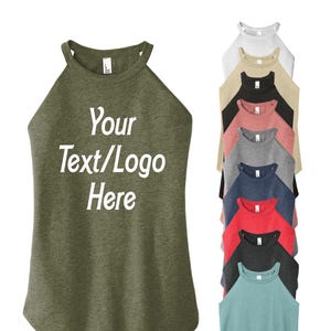 Custom Tank Top Custom Tanktop DT137L  District ® Women’s Perfect Tri ® Rocker Tank Customized District  Vinyl or Glitter Print Personalized