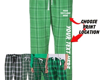 Custom Flannel Pants: Personalized Green Ladies Womens Pajama Bottoms