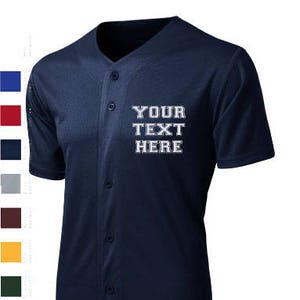 Custom Made Sport-Tek® PosiCharge™ Tough Mesh Full-Button Baseball Softball Style Jersey with Rhinestone , Glitter or Vinyl Print Customized image 1