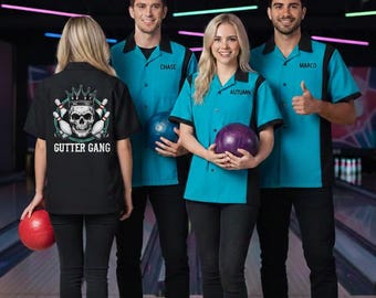 Custom Turquoise Hilton HP2243 Bowling Shirt: Personalized Glitter or Vinyl Print