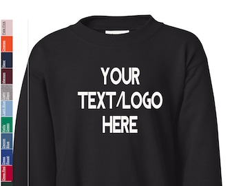 Custom Hanes - Ecosmart Youth Crewneck Sweatshirt - P360 Available in All sizes and colors - Vinyl or Glitter Print