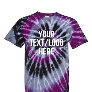 Personalized Dyenomite  Multi-Color Spiral Tie-Dyed T-Shirt 200MS Nightmare Customized Style All Sizes Vinyl or Glitter Print Tee