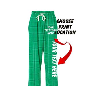 Custom Made Personalized Flannel Style Womens Pants Kelly Green Color Scheme Customized Pants Pajama PJ Collection