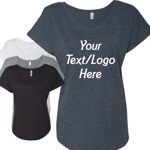 Custom Made Next Level Ladies' Triblend Dolman 6760 with Glitter or Solid Print Customized