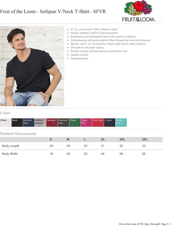 Custom Fruit of the Loom Sofspun V-neck 