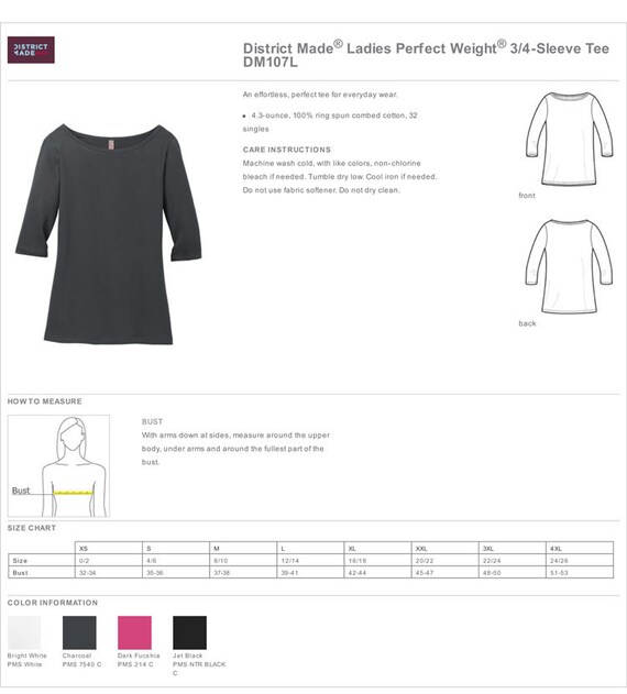 District Clothing Size Chart