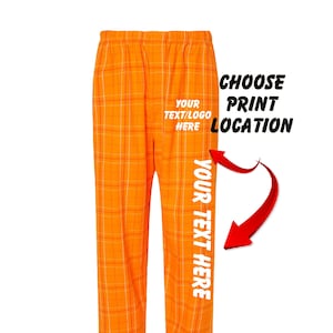 Custom Made Personalized Flannel Style Unisex Pants Orange and White Color Scheme Customized Pants Pajama PJ Collection