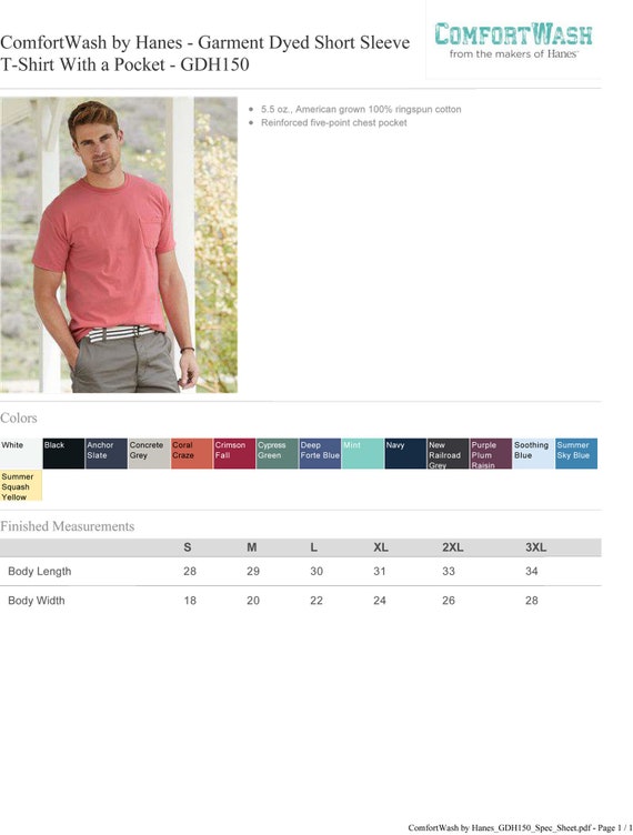 Custom Comfortwash By Hanes Garment Dyed Short Sleeve Etsy