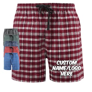 Pennant Flannel Shorts, Party Favor, Sleepover Gift Idea Customized Personalized with Print or Logo