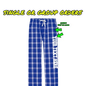 Custom Flannel Plaid Lounge Pants: Personalized Text, Royal and White