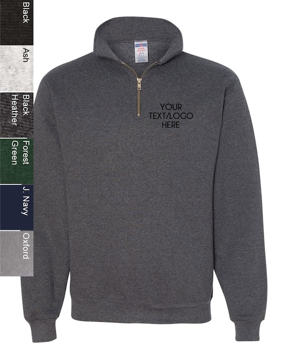 Custom Made Jerzees SUPER SWEATS Quarter zip Cadet Collar