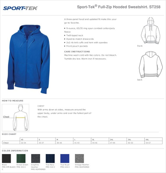Custom Sport-tek® Full-zip Hooded Sweatshirt ST258 Available - Etsy