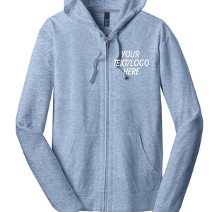 District® Young Mens Lightweight Jersey Full-Zip Hoodie DT1100 Custom District Hooded Sweatshirt Available All Colors & Sizes