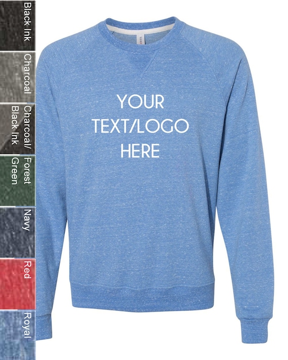 Custom Jerzees Snow Heather French Terry Crewneck Sweatshirt 91MR Glitter  or Vinyl Print Customized Jerzees Apparel 