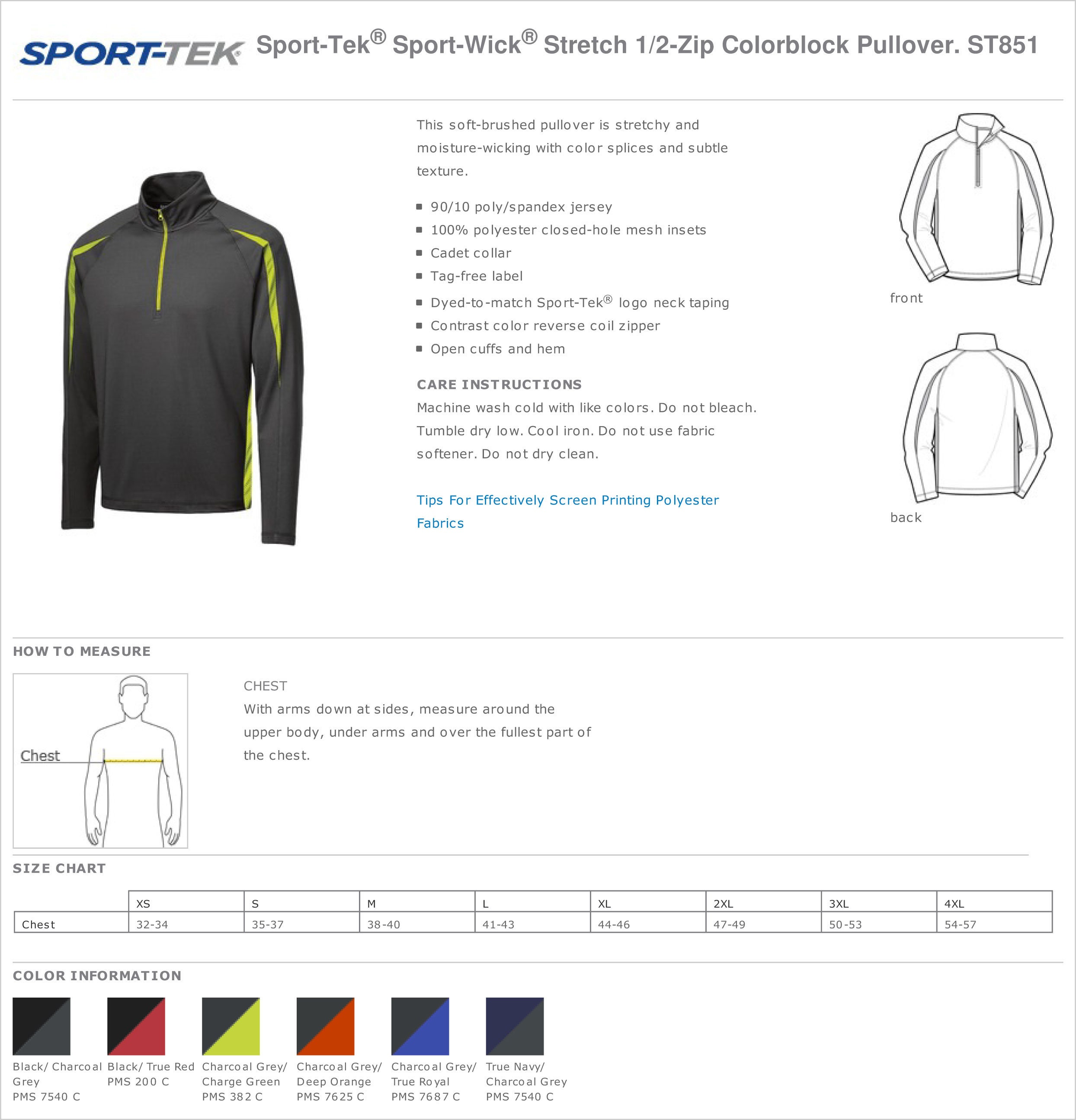 Custom Sport-tek® Sport-wick® Stretch 1/2-zip Pullover ST851