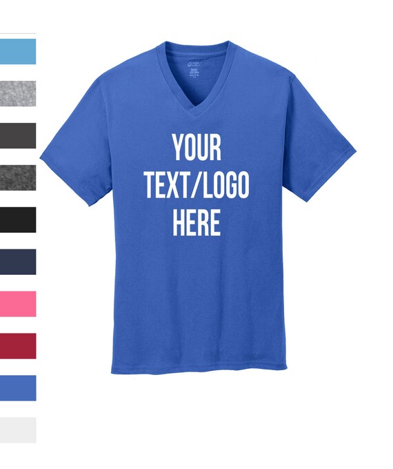 Custom Port & Company® Core Cotton V-Neck Tee - PC54V All Sizes Vinyl , Glitter Print  apparel