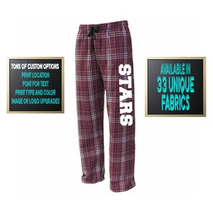 Custom Personalized Pennant Sportswear Flannel Style Unisex Pants Black and Maroon Color Scheme Customized Pants Adult and Youth