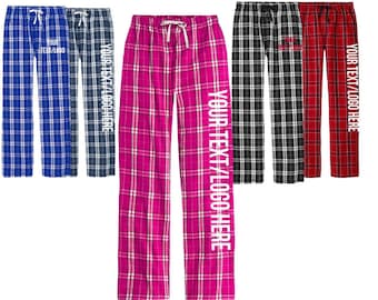 District ® Flannel Plaid Lounge Ladies Pants DT2800 Custom Personalized Pants Single or Large Group Orders Vinyl or Glitter Print