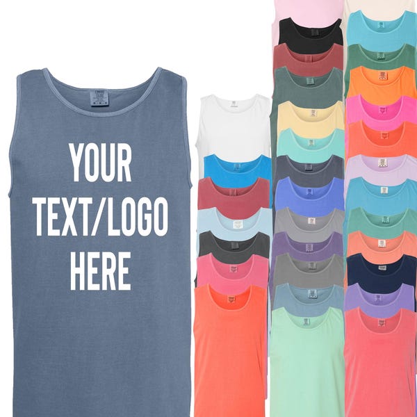 Custom Comfort Colors Tank Top: Personalized Vinyl or Glitter Print 9360