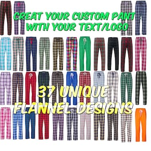 Custom Flannel Pants: Personalized Unisex Pajama Bottoms, 37 Colors