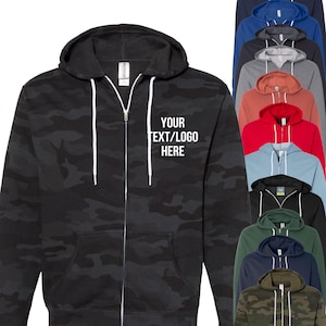 Custom Full-Zip Hoodie: Personalized Vinyl or Glitter Print Independent Trading Co. AFX90UNZ