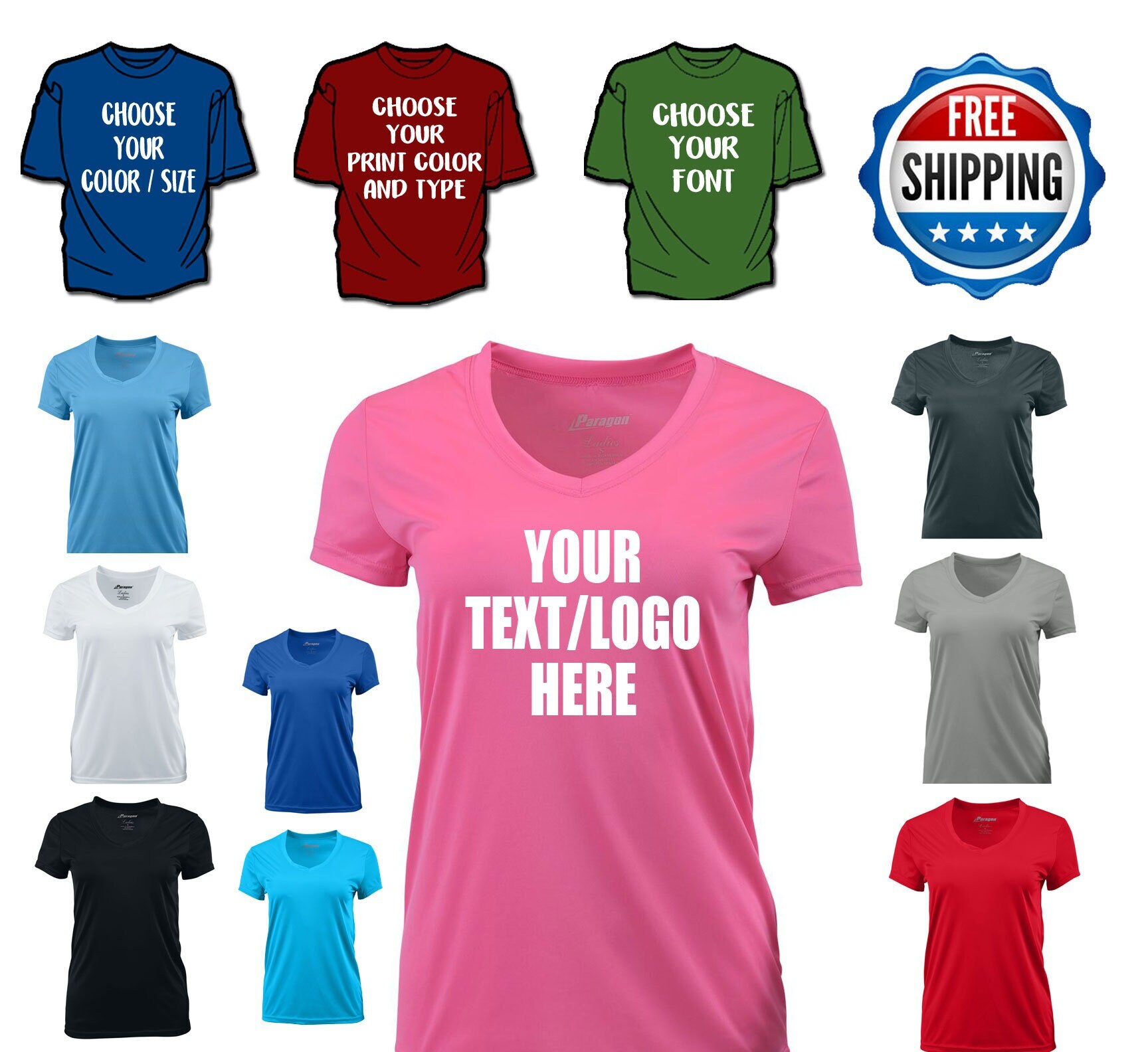 Custom Paragon Women's Vera V-neck T 
