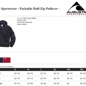 Custom Pullover Made by Augusta Sportswear Packable Half-Zip Pullover 3130 with Vinyl, Glitter or Rhinestone Print Customized Pullover image 5