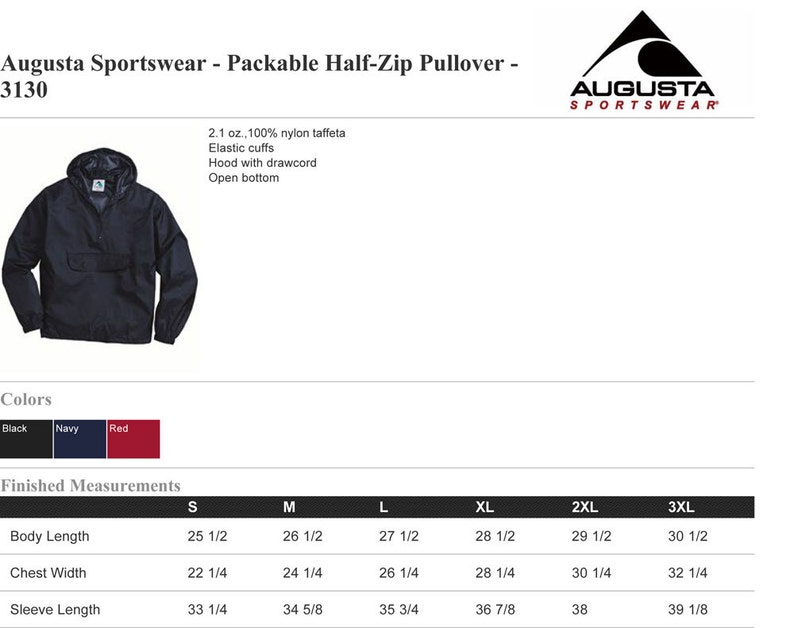 Custom Pullover Made by Augusta Sportswear Packable Half-Zip Pullover 3130 with Vinyl, Glitter or Rhinestone Print Customized Pullover image 5