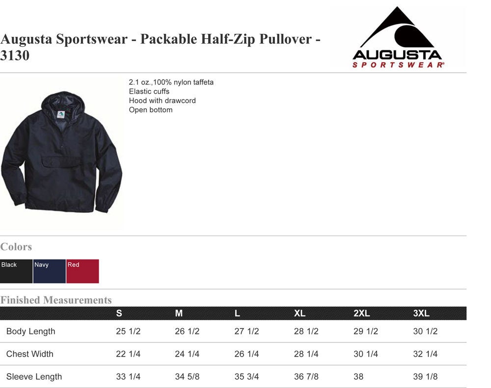 Augusta Sportswear Men Packable Half-Zip Hooded Pullover Jacket 3130 Up To  3XL