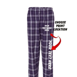 Customizable Flannel Pants: Personalized Purple & White Unisex Loungewear