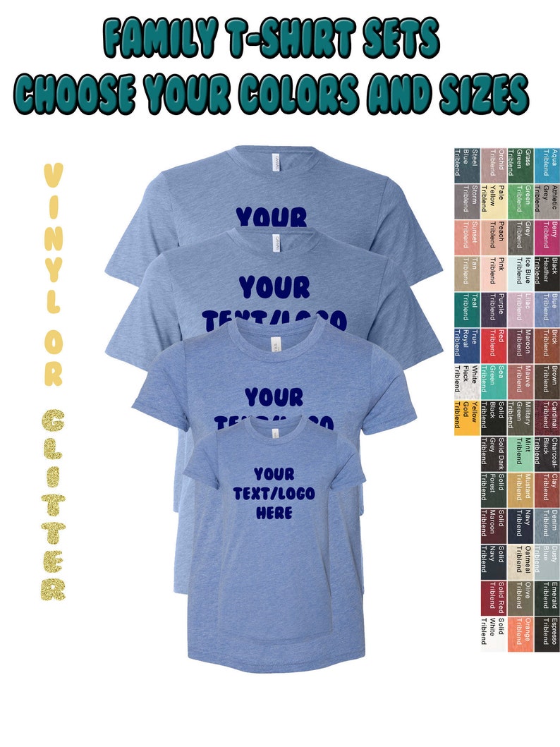 Custom Bella Canvas T-Shirt Sets: Vinyl or Glitter Print 3413 bild 1