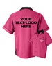 Custom Made Hilton HP2244 Pink & Black Bowling Shirt with Glitter or Vinyl Print Personalized Customized for your Team. 