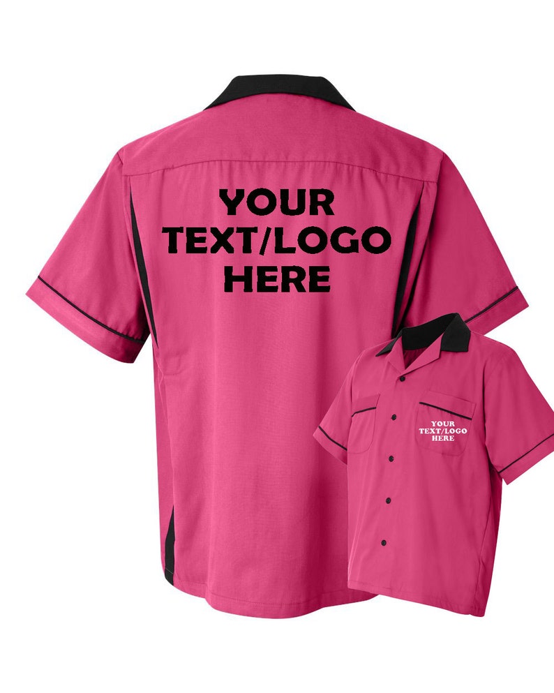 Custom Made Hilton HP2244 Pink & Black Bowling Shirt With Etsy