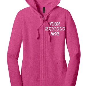 District® Juniors Lightweight Jersey Full-Zip Hoodie DT2100 Custom District Hooded Sweatshirt Available All Colors & Sizes