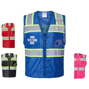 Custom Kishigo - EV Series® Enhanced Visibility 3 Pocket Mesh Vest - B150-156 Available in Pink, Royal, Black and Red ANSI Certified