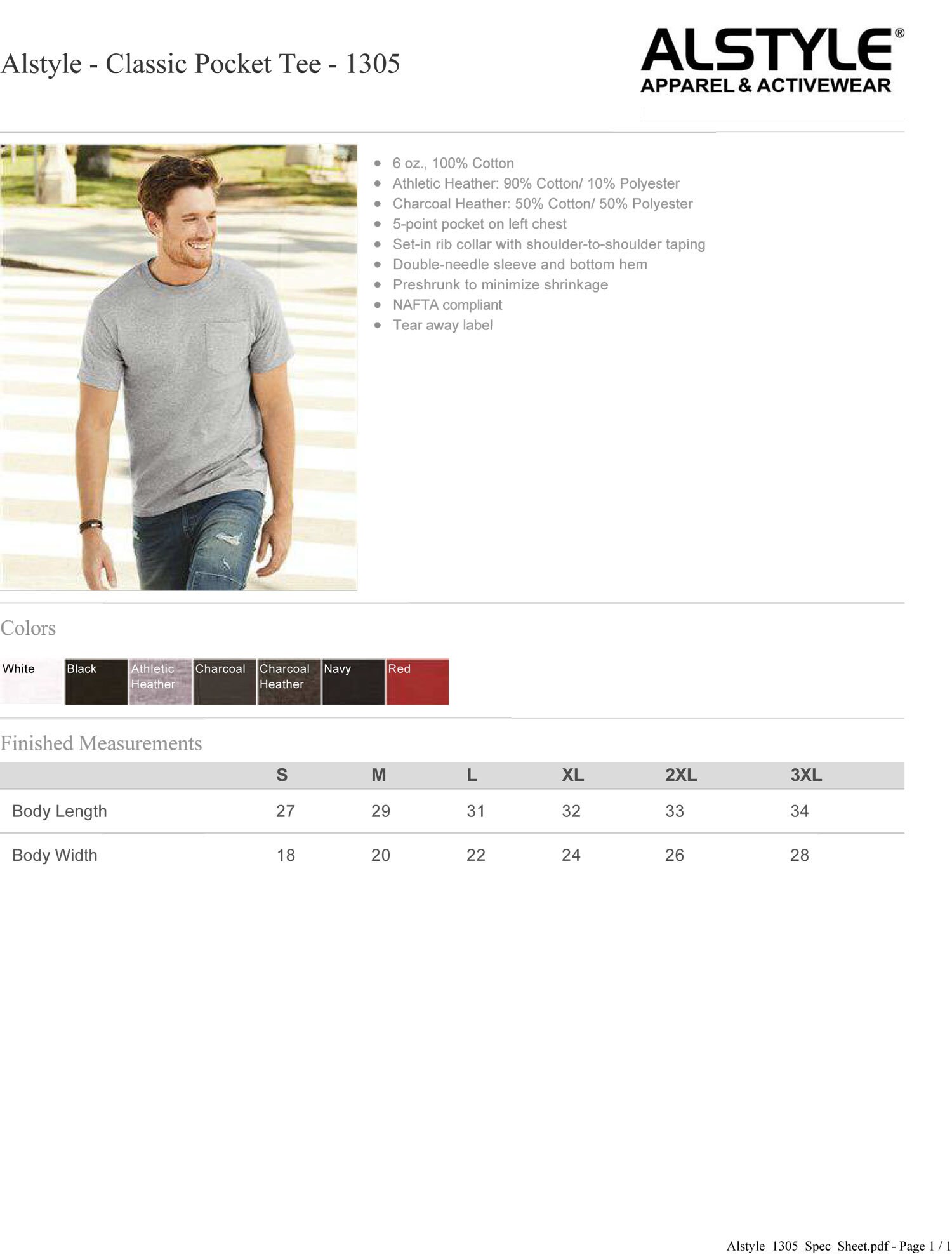 Custom Alstyle Classic Pocket Tee 1305 