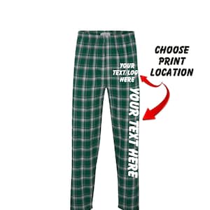 Custom Made Personalized Flannel Style Pants Heritage Green Color Scheme Customized Pants Pajama PJ Collection