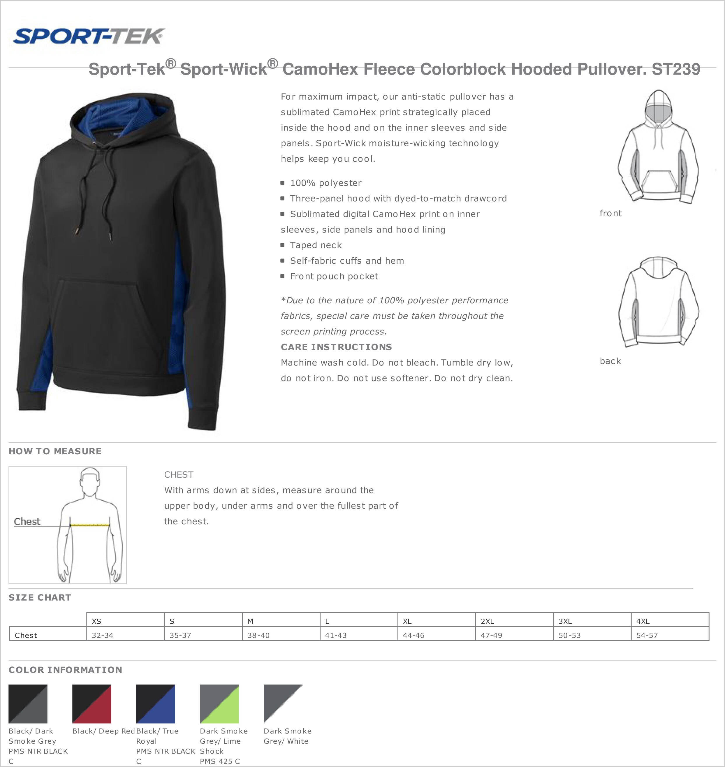 Custom Sport tek Sport wick Camohex Fleece Colorblock Hooded