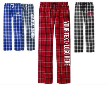 District ® Flannel Plaid Lounge Pants Custom Personalized Unisex Pants With Vinyl or Glitter Print