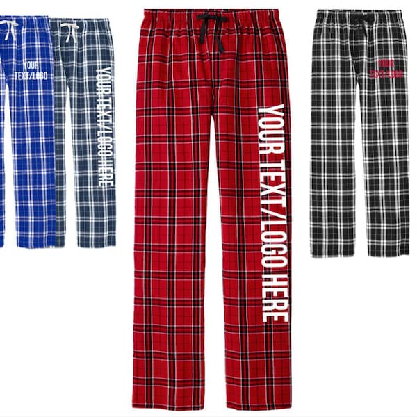 District ® Flannel Plaid Lounge Pants Custom Personalized Unisex Pants With Vinyl or Glitter Print