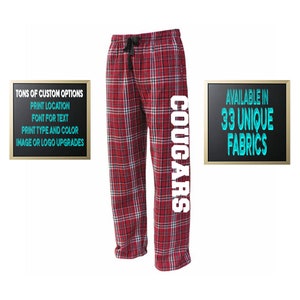Custom Personalized Pennant Sportswear Flannel Style Unisex Pants Black and Red and White Color Scheme Customized Pants Adult and Youth