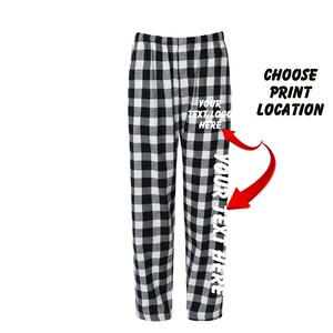 Custom Made Personalized Flannel Style Pants Black and White Buffalo Color Scheme Customized Pants Pajama PJ Collection