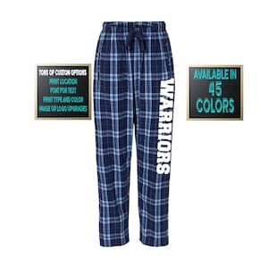 Custom Made Personalized Flannel Style Womens Pants Columbia Navy Color Scheme Customized Pants Pajama PJ Collection