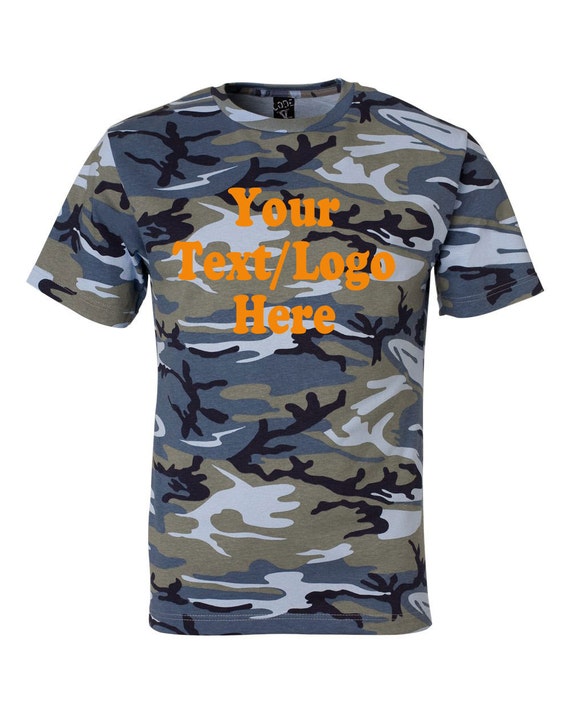 Custom Code V Camouflage Short Sleeve T-shirt 3906 Blue